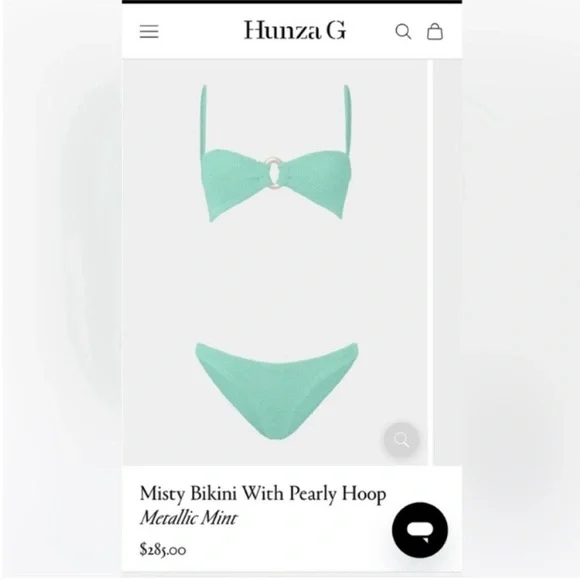NWT • Hunza G Misty Bikini in Metallic Mint - Picture 6 of 14